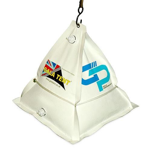 A PVC water-filled weight for a track day tent