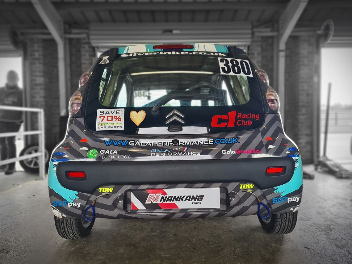 The rear of a Citroen C1 racing car