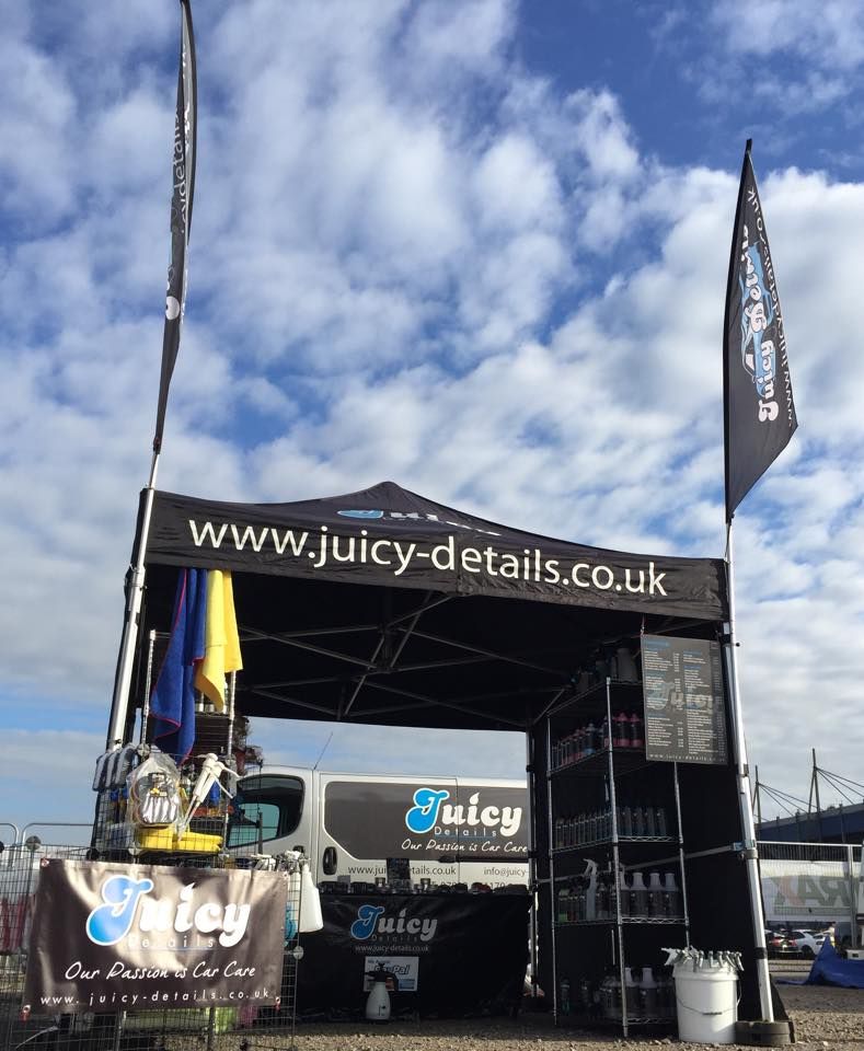 Juicy Details showcasing a gala performance 3x3m pop up and flags at an event