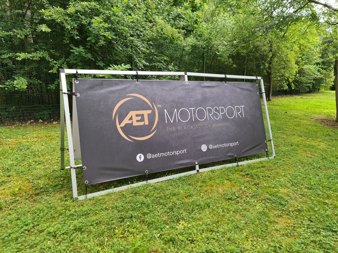 A-Frane banner used by AET Motorsport