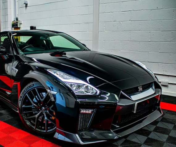 swisstrax nissan gt r garage flooring black red