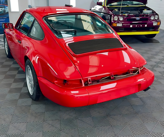 swisstrax porsche 964 restoration garage flooring grey