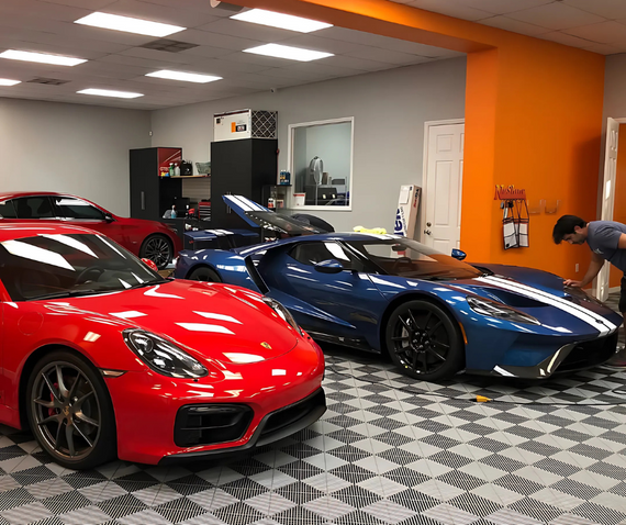 swisstrax porsche cayman ford gt garage flooring grey