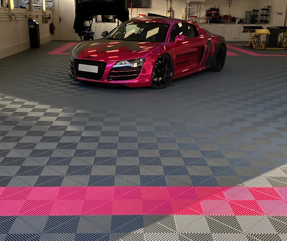 swisstrax audi r8 garage flooring grey pink