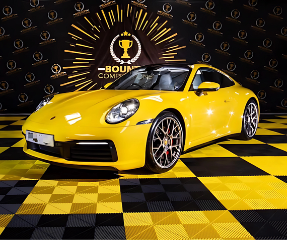 swisstrax porsche 911 garage flooring black yellow