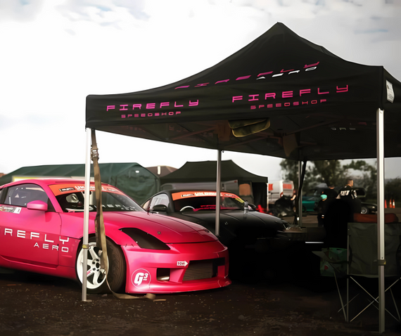 firefly aero pink nissan 350z race tent jpg