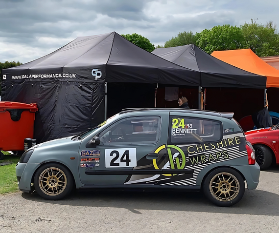 gala performance black pit gazebo with rally car