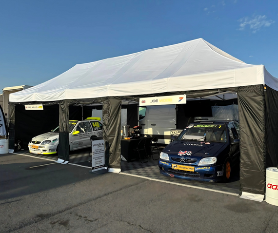 gala performance white black race awning double car display