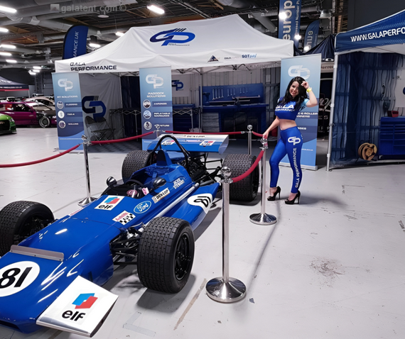 gala performance white blue race awning paddock setup