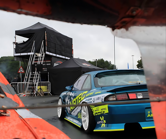 nissan silvia drift car under gala performance race awning
